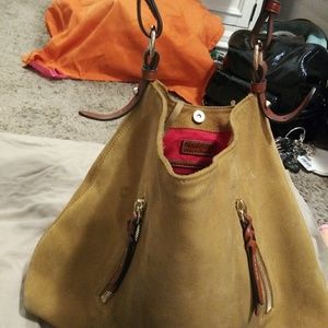 Dooney and Burke Suede Hobo with leather straps